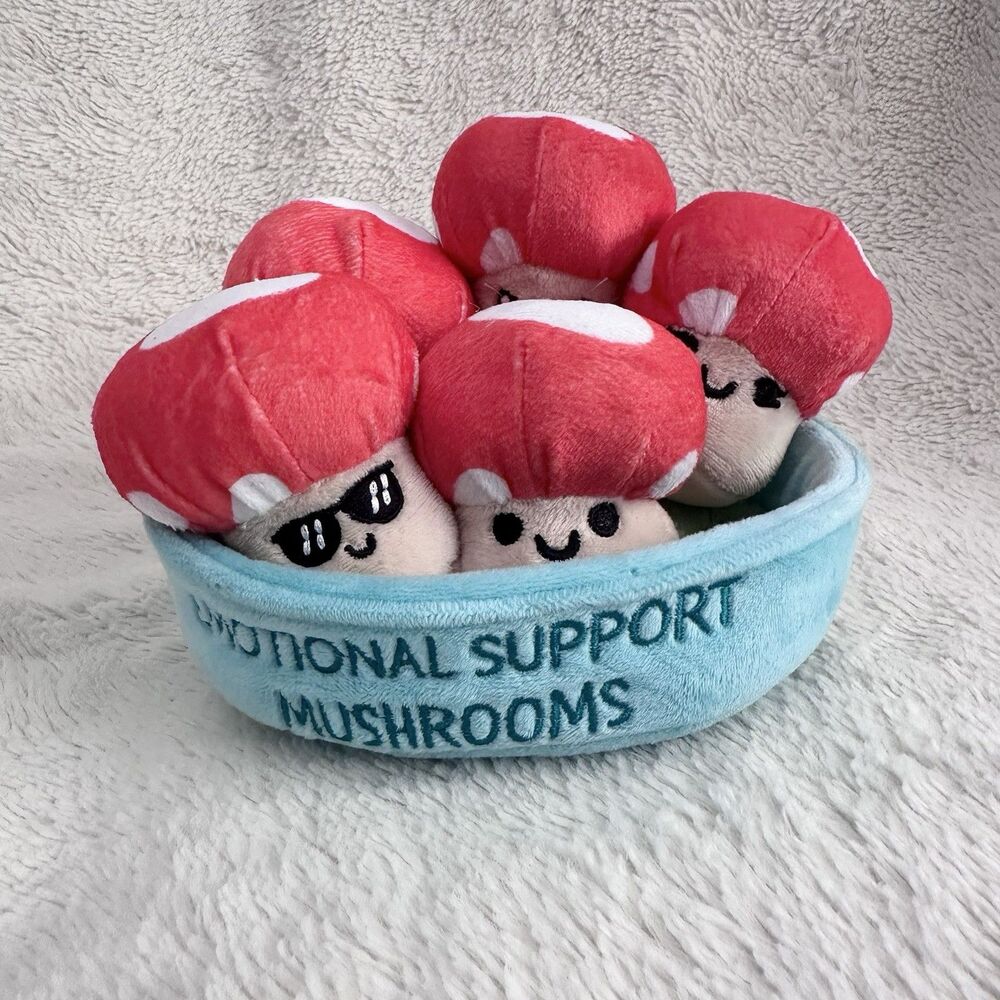 Emotional Support Mushrooms What Do You Meme Squishy 7" Mini Plushies 5 Pieces